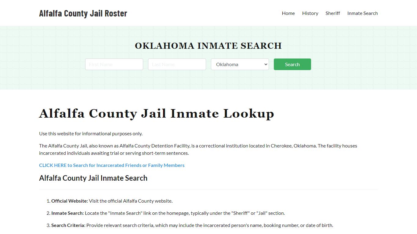 Alfalfa County Jail Roster Lookup, OK, Inmate Search