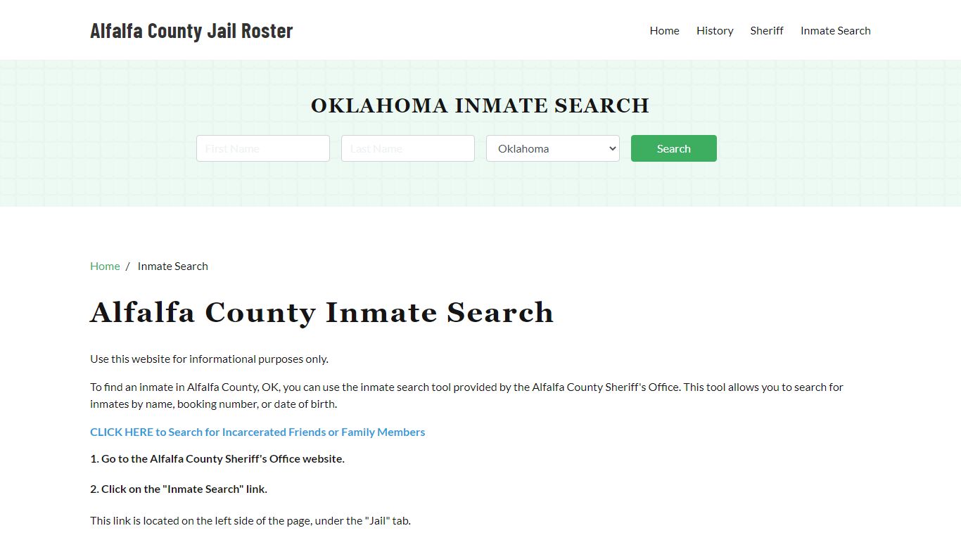 Alfalfa County, OK Detainee Lookup